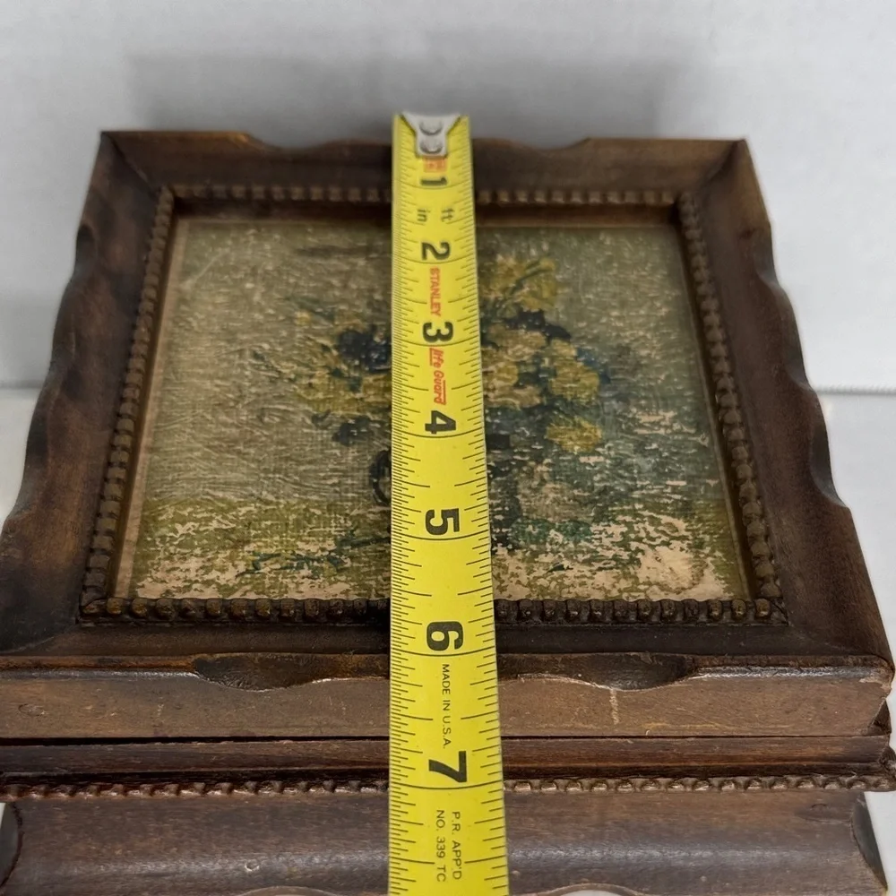 Antique Floral Framed Mirrored Dresser Box